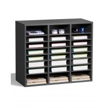 Wooden Literature Organizer 24 Compartments with Adjustable Shelves Grey