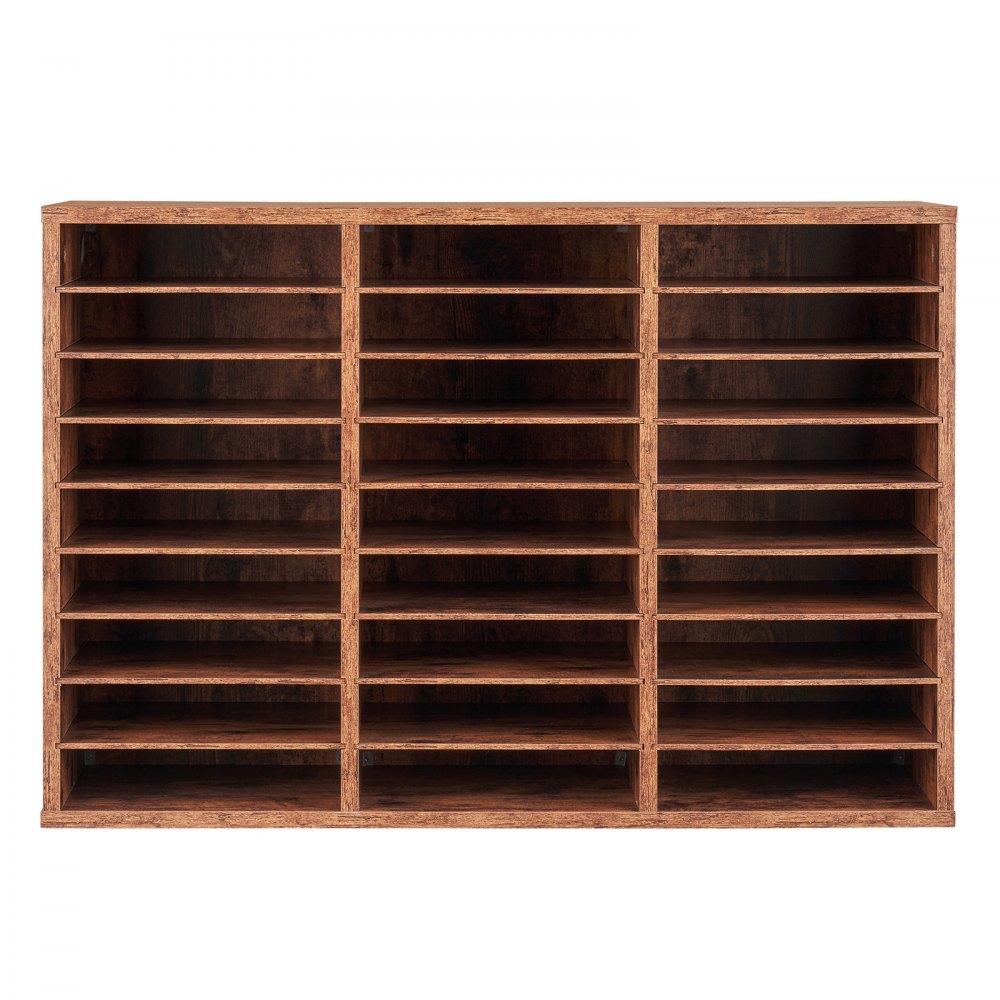 VEVOR Literature Organizer, 27 Compartments Office Mailbox with Removable Shelves, Wood Mailbox Sorter Particle Board Office Home Classroom Storage, File Sorter for File, Document, Paper, Dark Brown