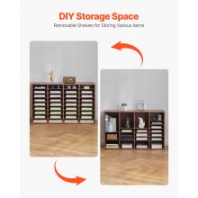 VEVOR Wood Literature Organizer 36 Compartments Removable Shelves Dark Brown