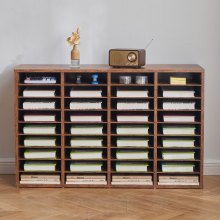 Wood Literature Organizer 36 Compartments Removable Shelves Dark Brown