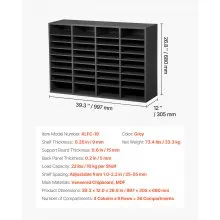 VEVOR Wooden Literature Organizer 36 Compartments with Adjustable Shelves Grey