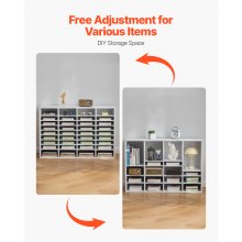 Wooden Literature Organizer 36 Compartments with Adjustable Shelves White