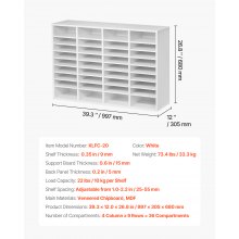 VEVOR Wooden Literature Organizer 36 Compartments with Adjustable Shelves White