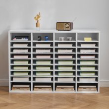 Wooden Literature Organizer 36 Compartments with Adjustable Shelves White