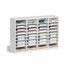 Wooden Literature Organizer 36 Compartments with Adjustable Shelves White