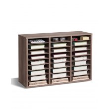 VEVOR Wooden Literature Organizer 27 Compartments Removable Shelves Black-Grey