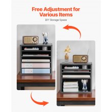 Wooden Literature Organizer 5 Compartments with Adjustable Shelves Grey