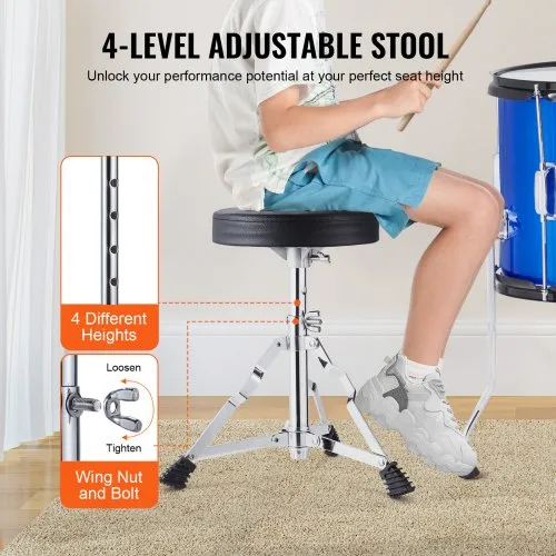 Veemoon Batterie Jouet Enfant 5 Pièces Avec Tabouret – Kit Percussion Complet Pour Bébés De 1 à 12 Ans – Bleu, 52 X 25 X 61 Cm