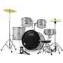 VEVOR Adult Drum Set, 5-Piece, 22 inches Complete Full Size Drum Kit with Bass Toms Snare Floor Drum Adjustable Throne Stands Cymbal Hi-Hat Pedal and Drumsticks, Beginner Drum Kit for Adults, Silver