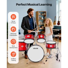 Kids Drum Set 5-Piece Junior Musical Drum Kit with 16 in Bass Drum (Red)