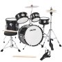 VEVOR Kids Drum Set, 5-Piece 355.6 mm Junior Drum Sets, Beginner Drums Set with Adjustable Throne and Two Pairs of Drumsticks, Musical Learning Drums Instruments Kit, for Children Ages 6-13(Black)