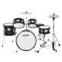 VEVOR Kids Drum Set, 5-Piece 14 in Junior Drum Sets, Beginner Drums Set with Adjustable Throne, Cymbal & Two Pairs of Drumsticks, Musical Learning Drums Instruments Kit, for Children Ages 6-13(Black)