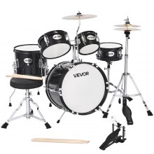Kids Drum Set 5-Piece Junior Musical Drum Kit with 14 in Bass Drum(Black)