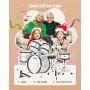 VEVOR Kids Drum Set, 5-Piece 406.4 mm Junior Drum Sets, Beginner Drums Set with Adjustable Throne and Two Pairs of Drumsticks, Musical Learning Drums Instrument Kit, for Children Ages 6-13(Silver)