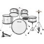 Batería infantil VEVOR de 5 piezas y 16 pulgadas, ideal para principiantes con trono ajustable, platillo y dos pares de baquetas, ideal para aprender música, para niños de 6 a 13 años (plateada)