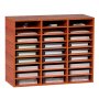 Wood Literature Organizer File Sorter Paper Storage Holder 27 Slots Brown