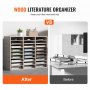 Wood Literature Organizer File Sorter Paper Storage Holder 27 Slots Grey