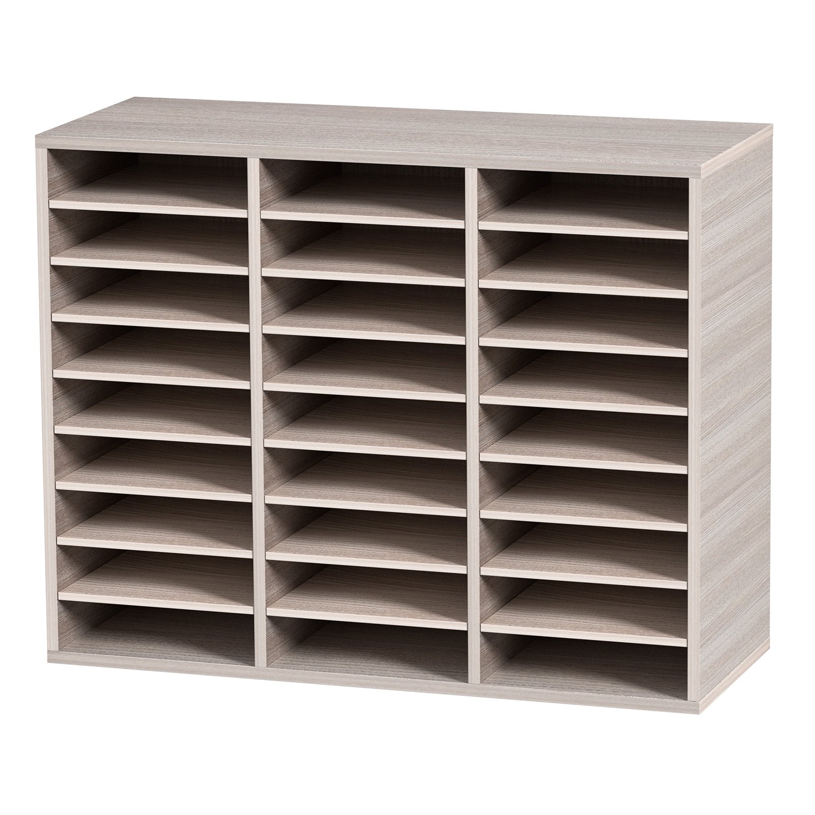 VEVOR 27 Compartments Wood Literature Organizer, Adjustable Shelves, Medium Density Fiberboard Mail Center, Office Home School Storage for Files, Documents, Papers, Magazines, Grey