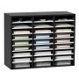 Wood Literature Organizer File Sorter Paper Storage Holder 27 Slots Black