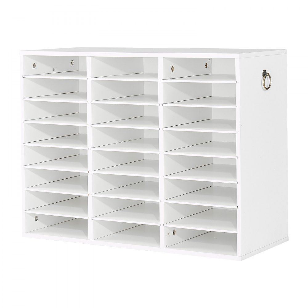 VEVOR Wood Literature Organizer 24 Compartments Office Mailboxes White, Countertop Literature Sorter for Files Documents Papers, with Adjustable Shelves, for Office, Home, Classroom Organization
