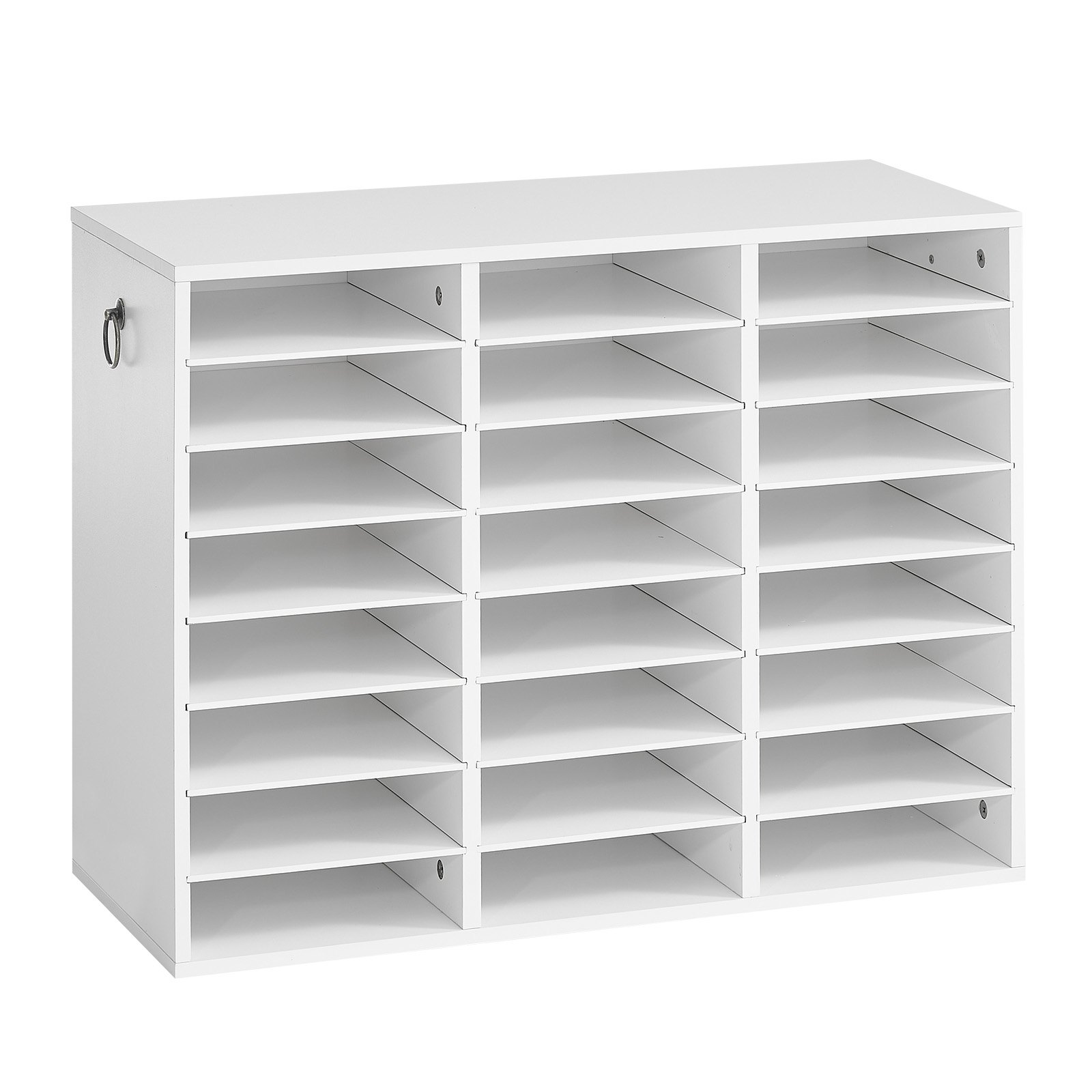 VEVOR Wood Literature Organizer 24 Compartments Office Mailboxes White, Countertop Literature Sorter for Files Documents Papers, with Adjustable Shelves, for Office, Home, Classroom Organization