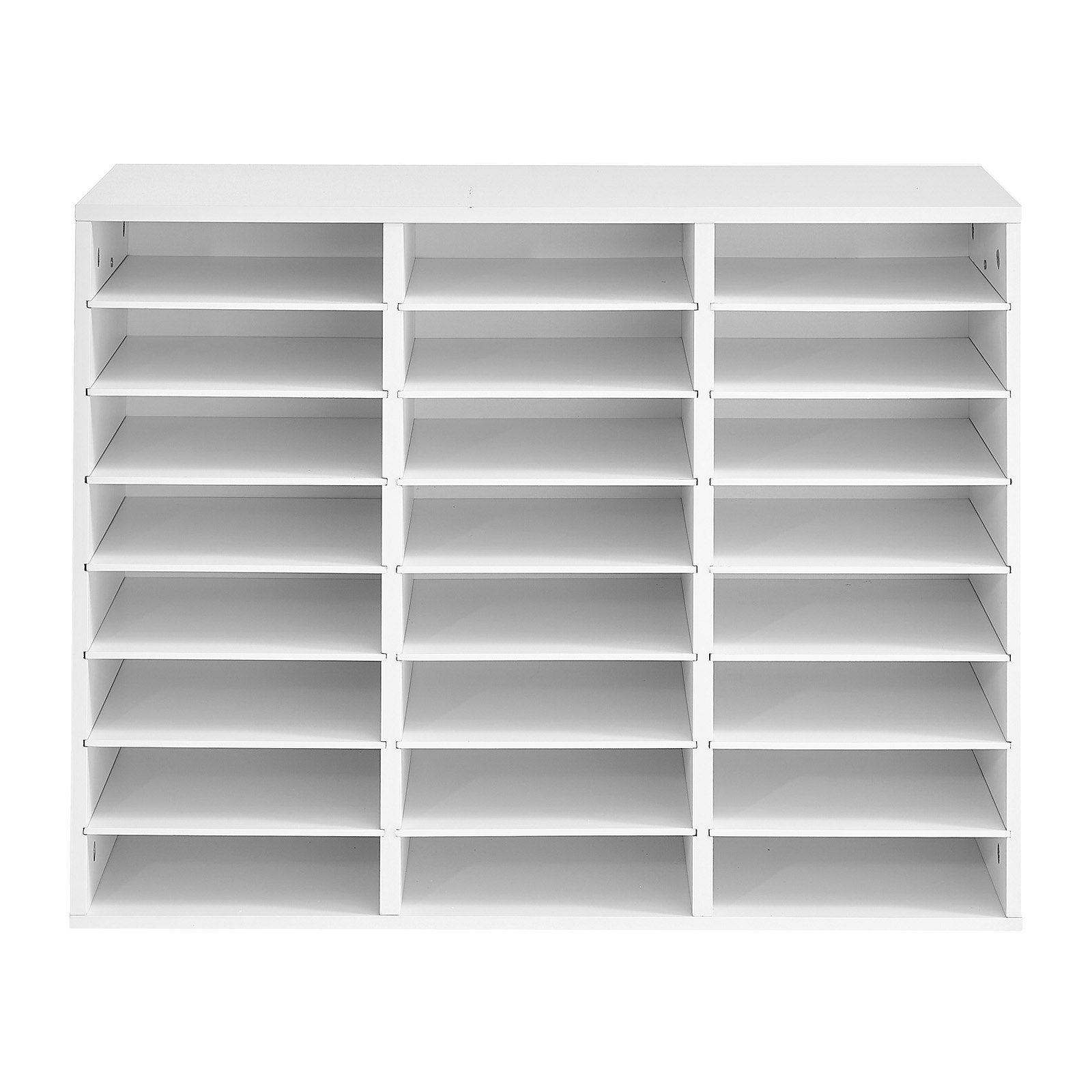 VEVOR Wood Literature Organizer 24 Compartments Office Mailboxes White, Countertop Literature Sorter for Files Documents Papers, with Adjustable Shelves, for Office, Home, Classroom Organization