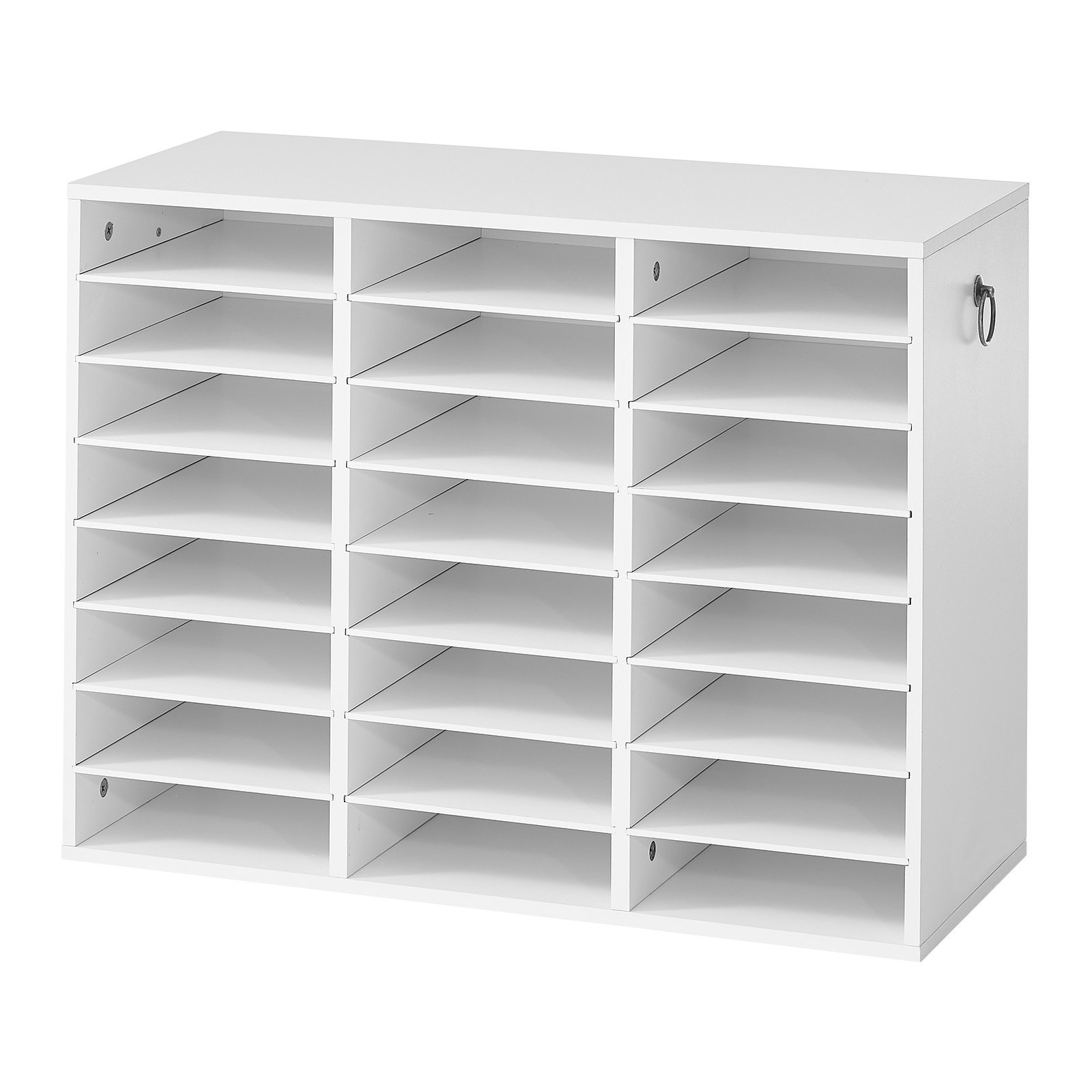 VEVOR Wood Literature Organizer 24 Compartments Office Mailboxes White, Countertop Literature Sorter for Files Documents Papers, with Adjustable Shelves, for Office, Home, Classroom Organization