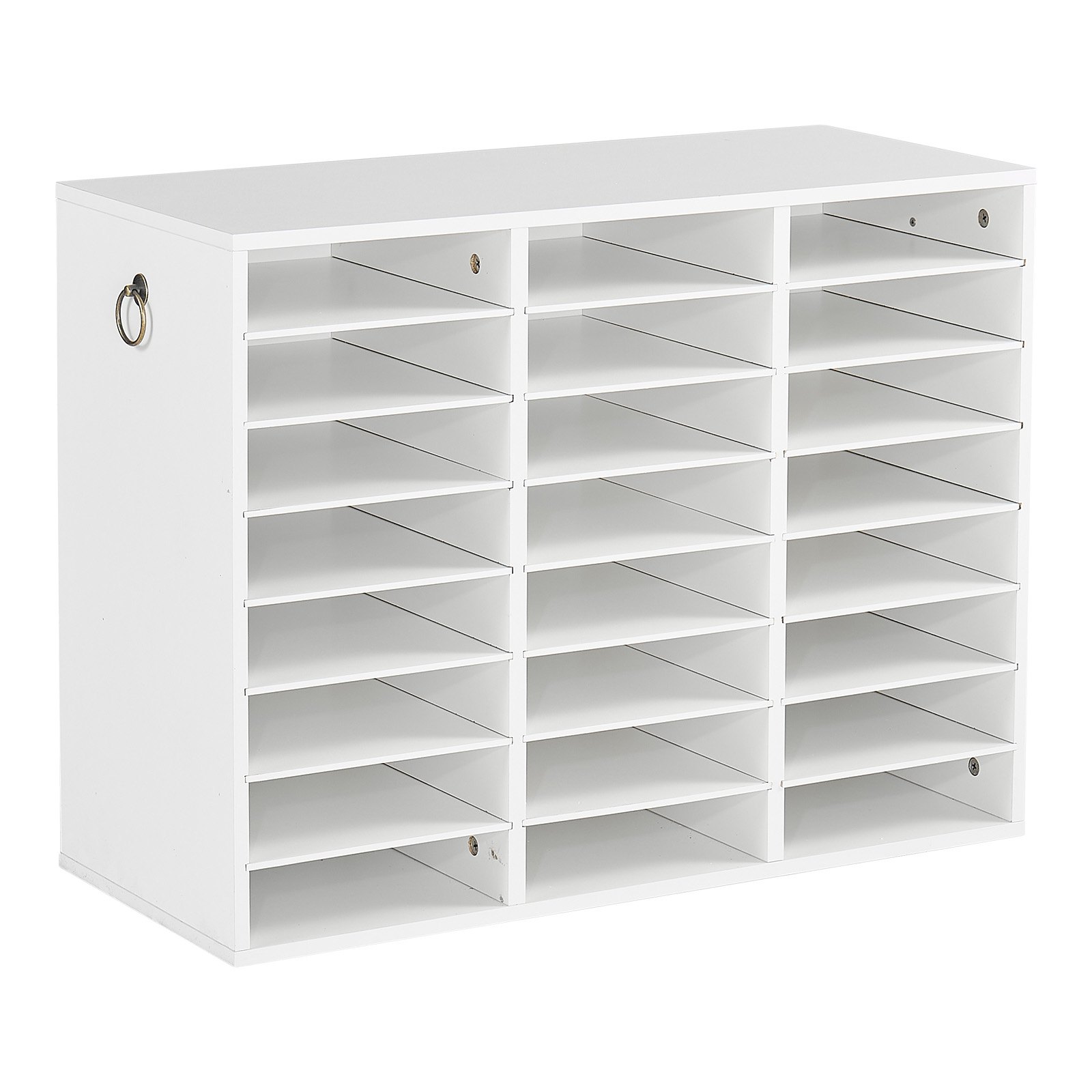 VEVOR Wood Literature Organizer 24 Compartments Office Mailboxes White, Countertop Literature Sorter for Files Documents Papers, with Adjustable Shelves, for Office, Home, Classroom Organization