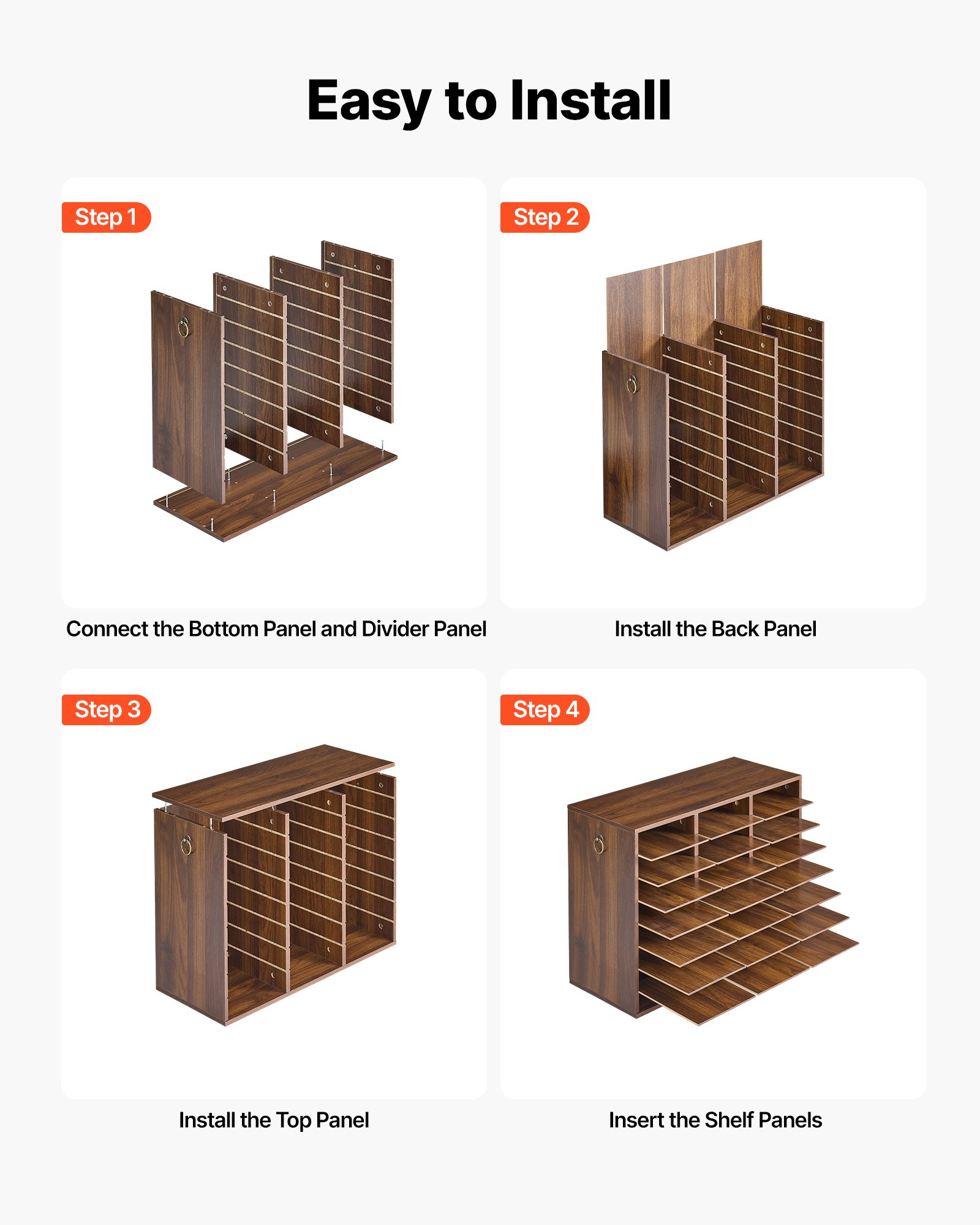 VEVOR Wood Literature Organizer 24 Compartments Office Mailboxes Brown, Countertop Literature Sorter for Files Documents Papers, with Adjustable Shelves, for Office, Home, Classroom Organization
