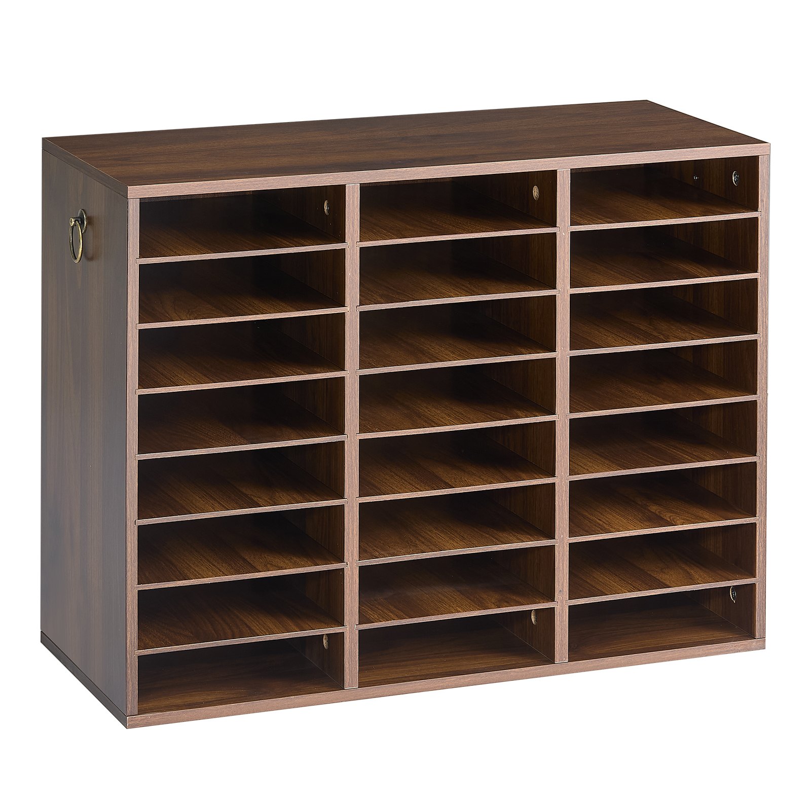VEVOR Wood Literature Organizer 24 Compartments Office Mailboxes Brown, Countertop Literature Sorter for Files Documents Papers, with Adjustable Shelves, for Office, Home, Classroom Organization