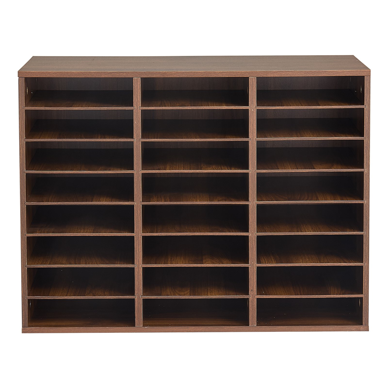 VEVOR Wood Literature Organizer 24 Compartments Office Mailboxes Brown, Countertop Literature Sorter for Files Documents Papers, with Adjustable Shelves, for Office, Home, Classroom Organization