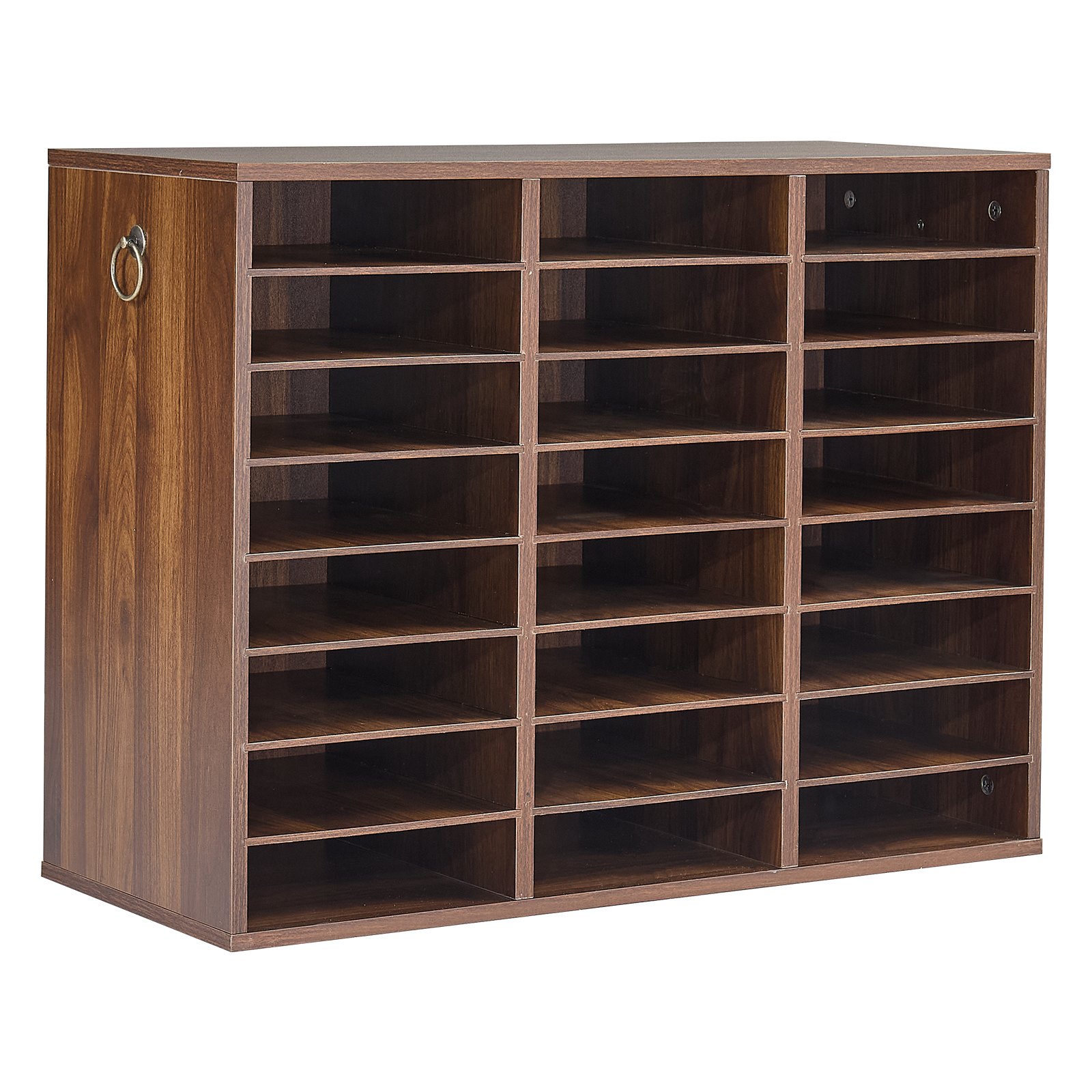 VEVOR Wood Literature Organizer 24 Compartments Office Mailboxes Brown, Countertop Literature Sorter for Files Documents Papers, with Adjustable Shelves, for Office, Home, Classroom Organization