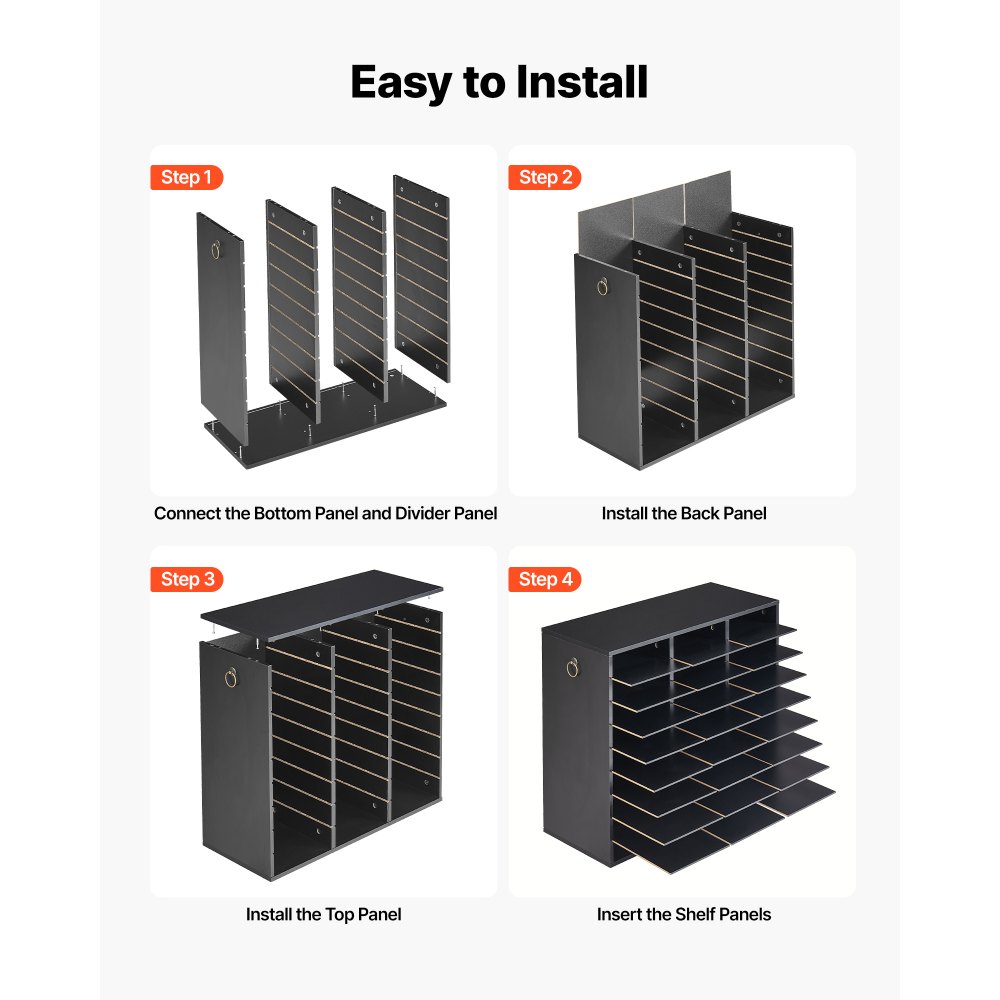 VEVOR Wood Literature Organizer 27 Compartments Office Mailboxes Black, Countertop Literature Sorter for Files Documents Papers, with Adjustable Shelves, for Office, Home, Classroom Organization