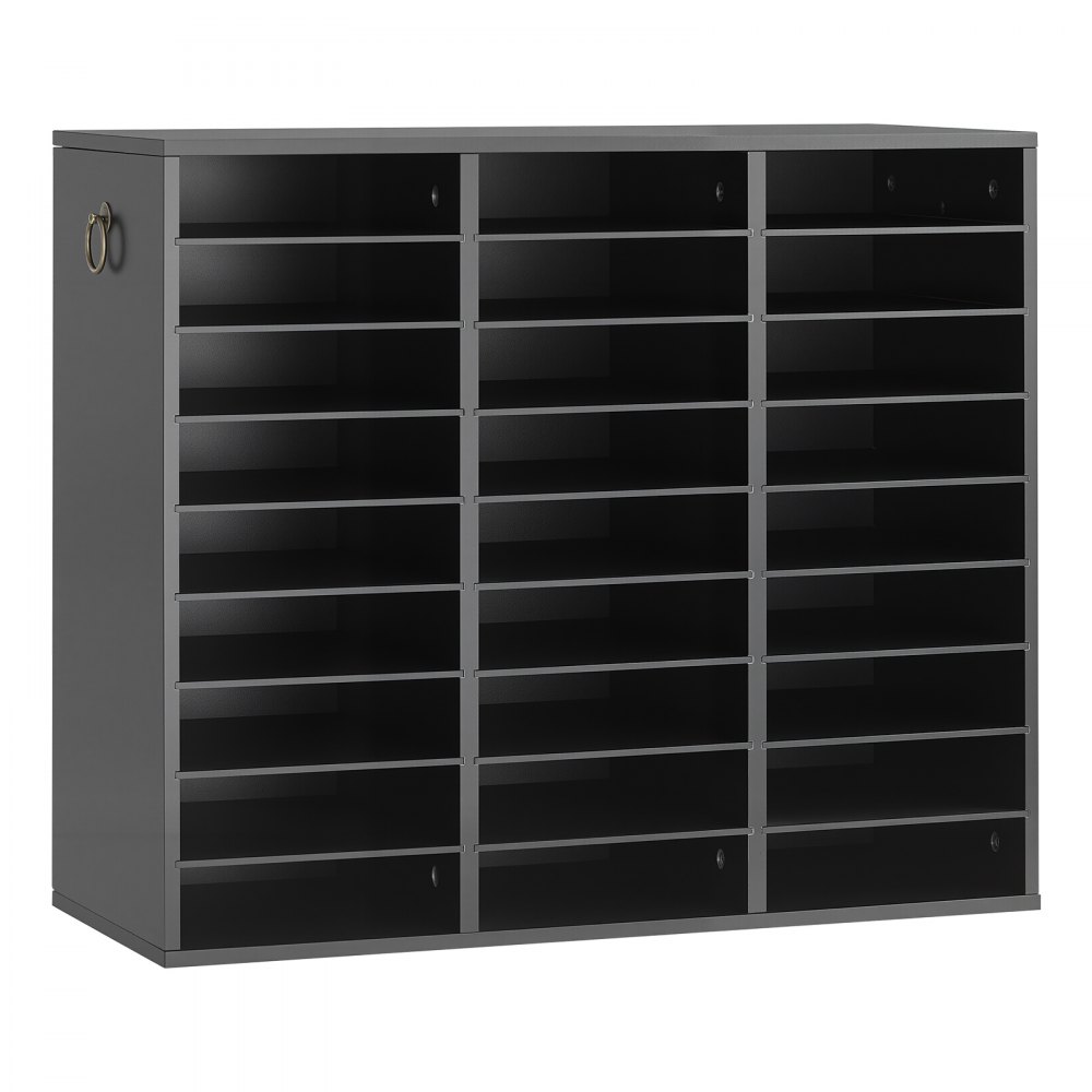 VEVOR Wood Literature Organizer 27 Compartments Office Mailboxes Black, Countertop Literature Sorter for Files Documents Papers, with Adjustable Shelves, for Office, Home, Classroom Organization