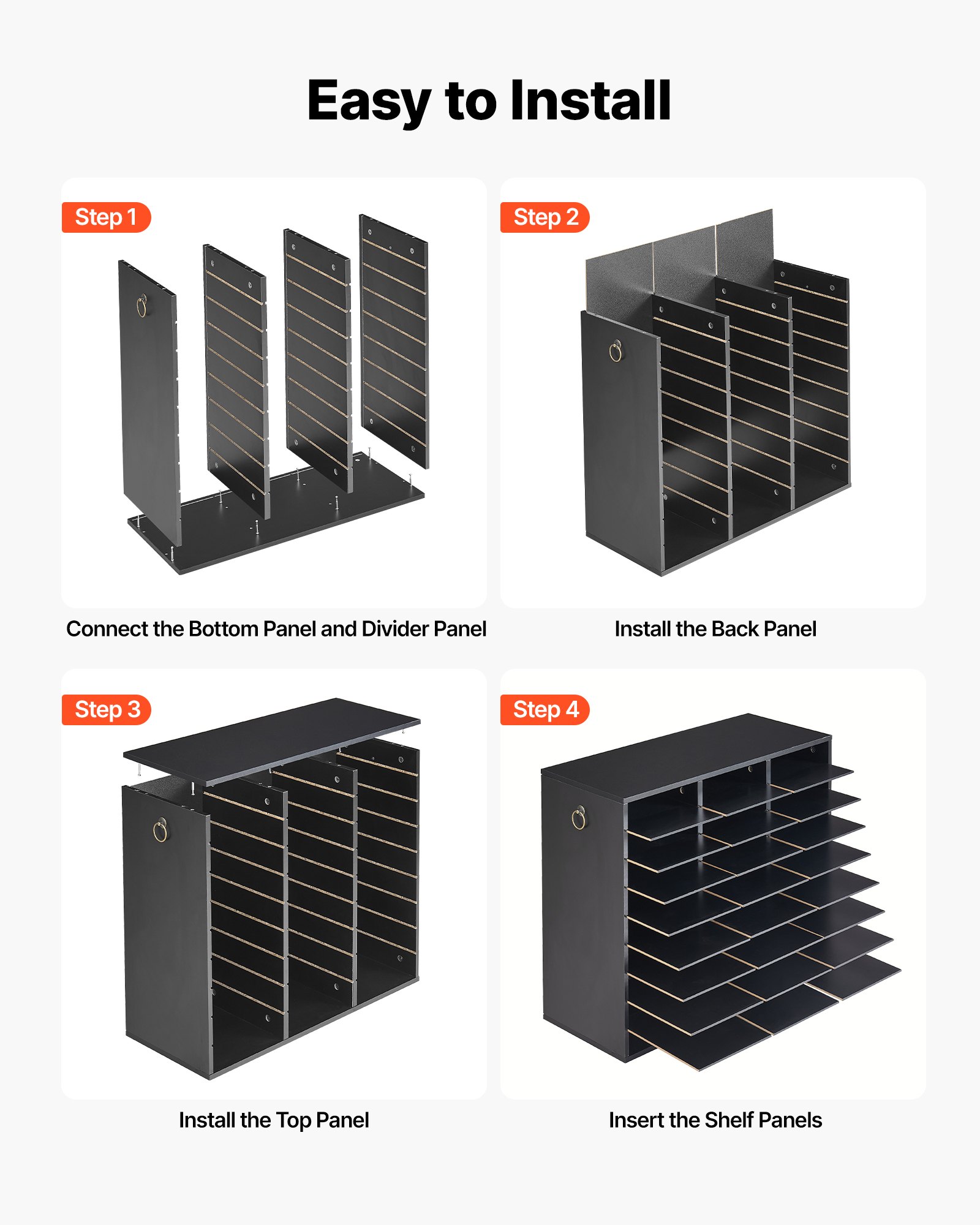 VEVOR Wood Literature Organizer 27 Compartments Office Mailboxes Black, Countertop Literature Sorter for Files Documents Papers, with Adjustable Shelves, for Office, Home, Classroom Organization