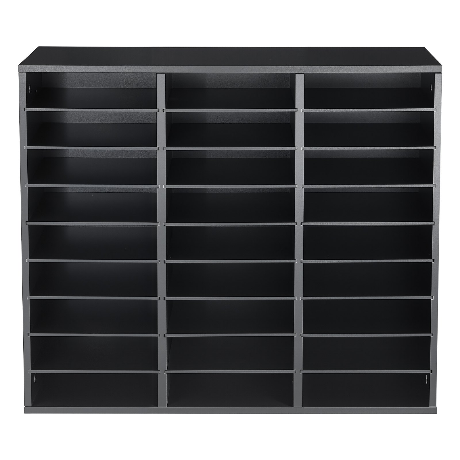VEVOR Wood Literature Organizer 27 Compartments Office Mailboxes Black, Countertop Literature Sorter for Files Documents Papers, with Adjustable Shelves, for Office, Home, Classroom Organization