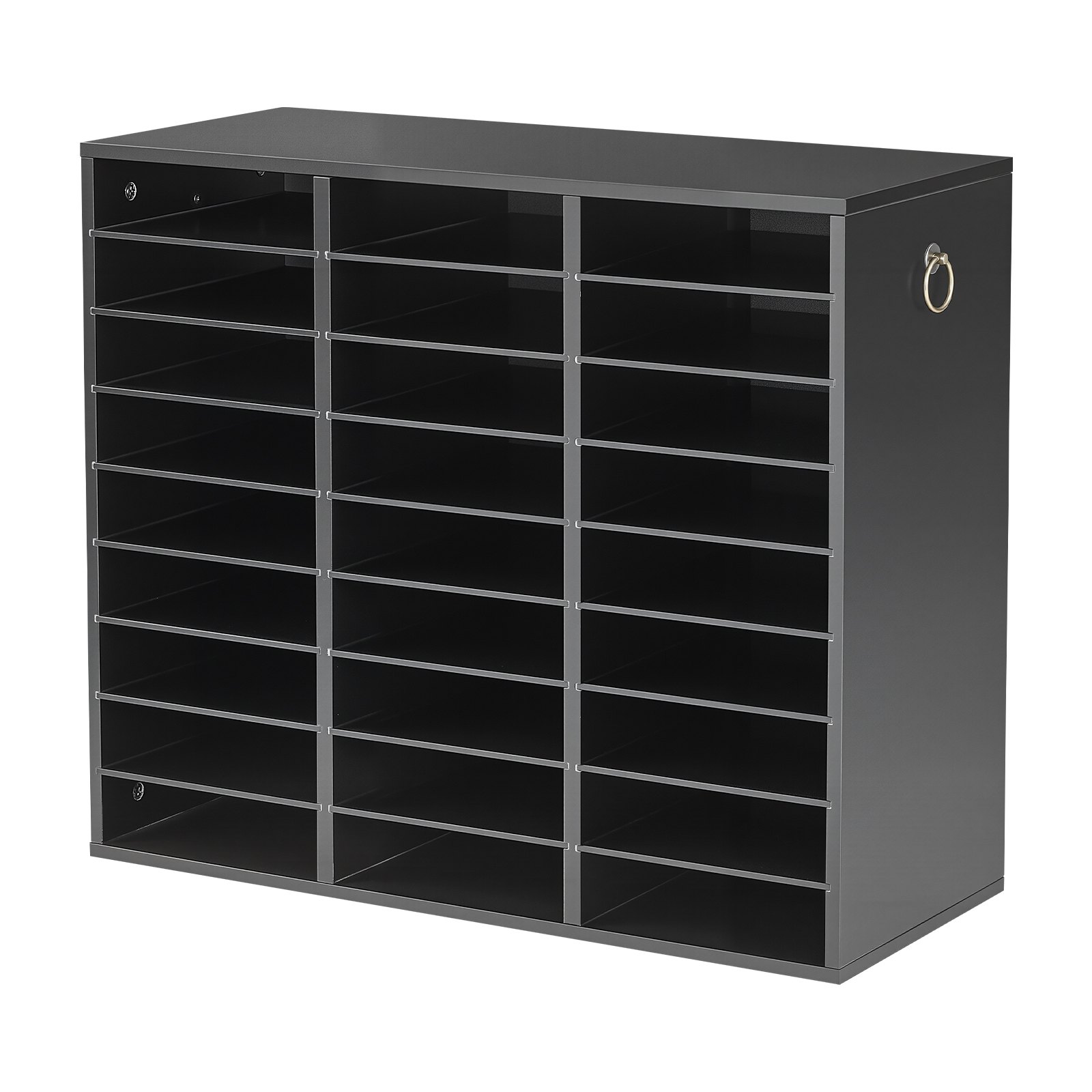 VEVOR Wood Literature Organizer 27 Compartments Office Mailboxes Black, Countertop Literature Sorter for Files Documents Papers, with Adjustable Shelves, for Office, Home, Classroom Organization
