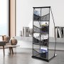 VEVOR brochure display stand with sleek black design holding various magazines in a modern office space.