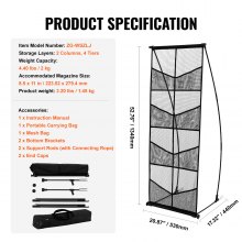VEVOR Brochure Display Stand, 4-Tier 8 Pockets Mesh Literature Display Holder, Floor Standing Magazine Newspaper Catalog Rack, Lightweight & Portable with Carrying Bag for Shop Exhibitions Office