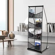 VEVOR Brochure Display Stand, 4-Tier 8 Pockets Mesh Literature Display Holder, Floor Standing Magazine Newspaper Catalog Rack, Lightweight & Portable with Carrying Bag for Shop Exhibitions Office