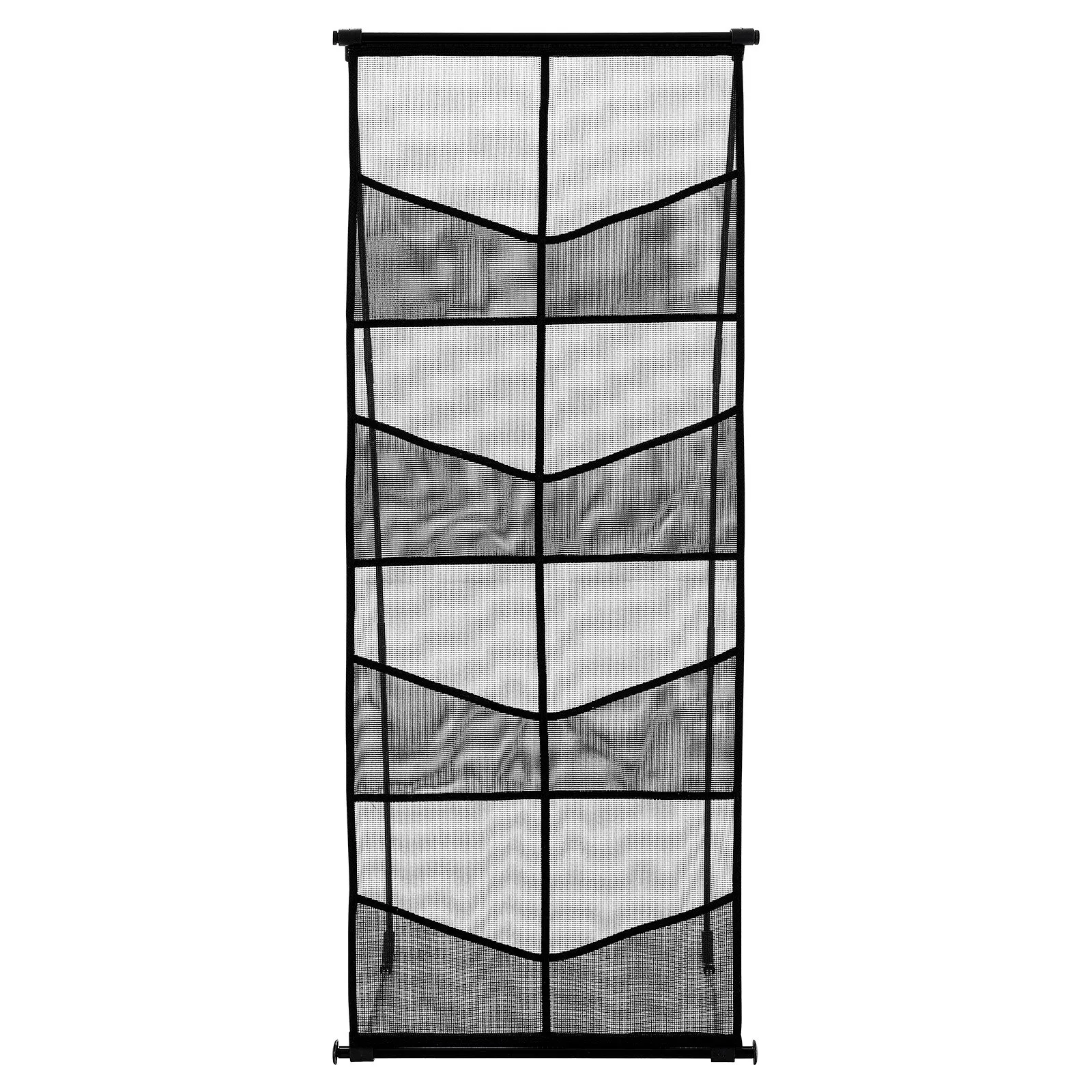 black VEVOR brochure display stand with multiple mesh pockets for organizing brochures and documents.
