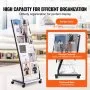 VEVOR Brochure Display Rack, 6-Tier Magazine Literature Display Stand, Floor Standing Magazine Rack Newspaper Catalog Holders, Movable with 4 Wheels (2 Lockable) for Shop Exhibitions Office, 6 Pockets