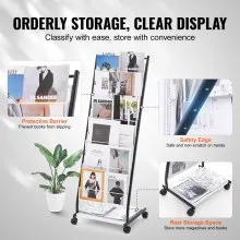 VEVOR Brochure Display Rack 6-Tier Magazine Literature Display Stand 4 Wheels