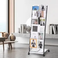 VEVOR Brochure Display Rack 6-Tier Magazine Literature Display Stand 4 Wheels