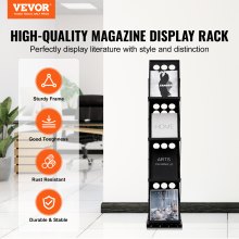 VEVOR Foldable Magazine Display Rack. 4-Tier Brochure Literature Display Stand, Portable Catalog Brochure Holder Stand with Carrying Bag for Office Trade Show Exhibitions, 4 Pockets