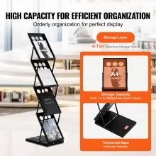 VEVOR Foldable Magazine Display Rack 4 Pocket Brochure Literature Display Stand