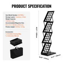 VEVOR Foldable Magazine Display Rack 4 Pocket Brochure Literature Display Stand