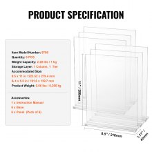 VEVOR Acrylic Sign Holder, 6 Pack 8.5 x 11-inch Brochure Display Holders, T-Shape Double Sided Display Sign Stand, Clear Acrylic Table Menu Photo Paper Holder for Restaurant Office Wedding Bar