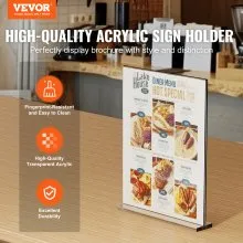 VEVOR Acrylic Sign Holder, 6 Pack 8.5 x 11-inch Brochure Display Holders, T-Shape Double Sided Display Sign Stand, Clear Acrylic Table Menu Photo Paper Holder for Restaurant Office Wedding Bar