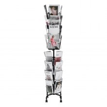 VEVOR Greeting Cards Display Rack, 32 Pockets Rotating Postcard Brochure Display Stand, 360° Spinning Card Display Rack with Sign Holder & 4 Wheels (2 Lockable) for Exhibitions Office Trade Show